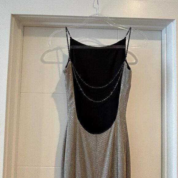 Jessica McClintock for Caché Sparkly Silver/Gold Evening Gown Sz 8 - Picture 4 of 11